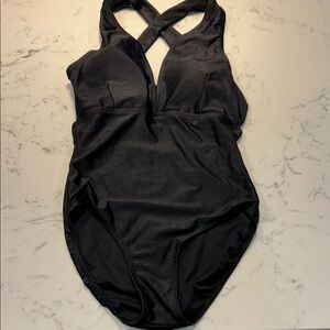 Albion Black Cross-Back One-Piece Swimsuit